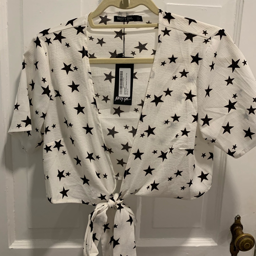 White and black crop top from Nasty Gal